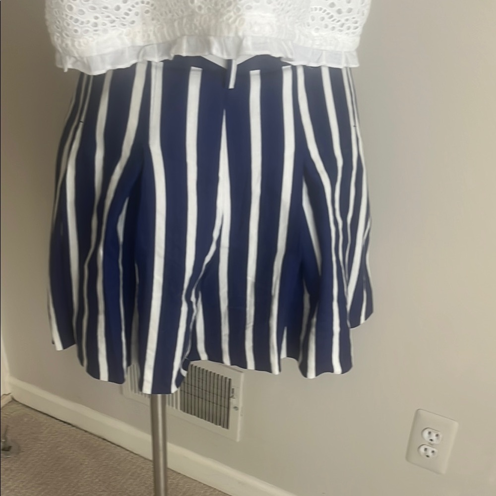 Navy and White Striped Women's Shorts